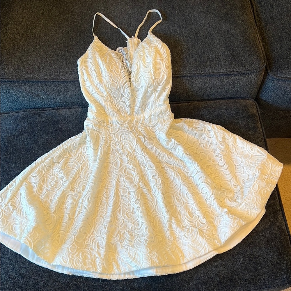 Windsor White Lacey Sundress Spaghetti Strap Mini